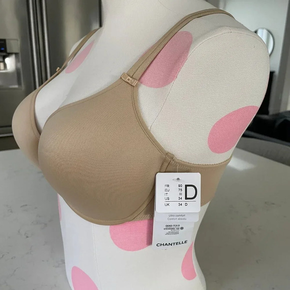 Chantelle Basic Invisible Underwire Memory Foam T Shirt Bra Nude Sz 34D NWT - Picture 3 of 12